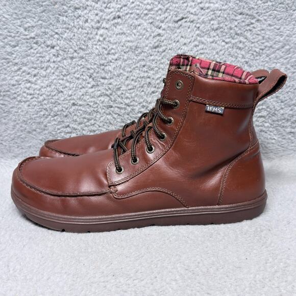Lems Boulder Boot Leather Mens Size 14 Minimalist Hiking Boots Brown Leather - Picture 3 of 10